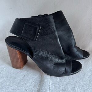 Sz 6 Vince Black Leather Women's 3” Heeled Sandals